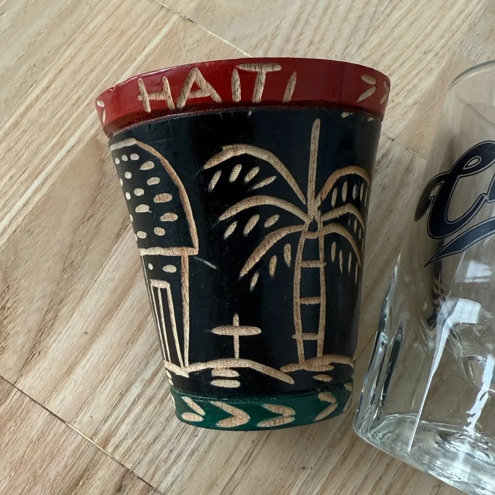 Fun 4 Shot Glass Set London 2012 Olympics, Haiti, Cheers Boston, New Orleans